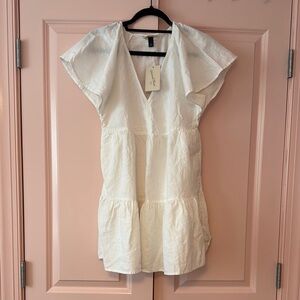 White Flutter Sleeve Dress